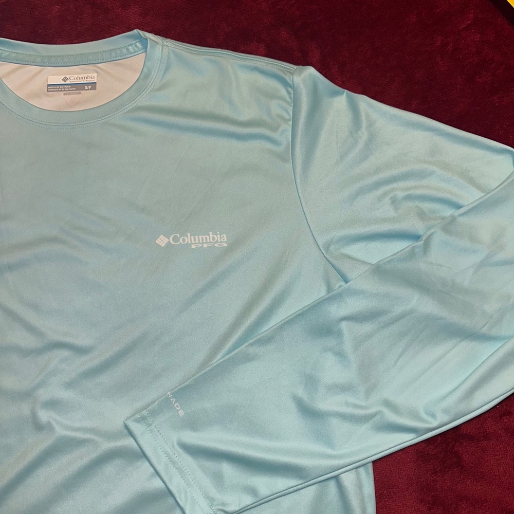 Columbia PFG Terminal Tackle Carey Chen Fishing Shirt Blue Mens‎ Small